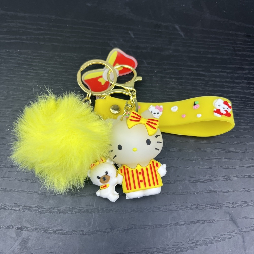 Sanrio Hello Kitty Yellow Wristlet Keyring Bag Charm Holder Backpack NEW